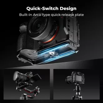   K&F Concept kamera keret, cage, Sony A7M5/A7M4/A7R5 kompatibilis, NATO, ARRI, vakupapucs