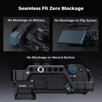   K&F Concept kamera keret, cage, Sony A6000/A6300/A6400 kompatibilis, NATO, ARRI, vakupapucs