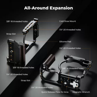   K&F Concept kamera keret, cage, Nikon ZR kompatibilis, ARRI, vakupapucs