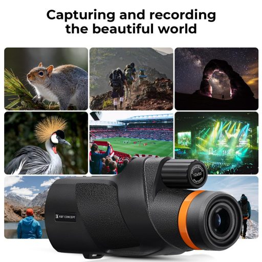 K&F Concept 12x50 HD monokulár távcső, BAK4, IP68 vízálló, fekete