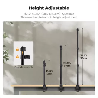   K&F Concept C-Clamp multifunkciós, állítható asztali állvány rendszer, gömbfej, telefontartó adapter
