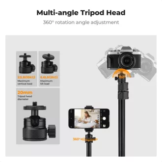   K&F Concept C-Clamp multifunkciós, állítható asztali állvány rendszer, gömbfej, telefontartó adapter