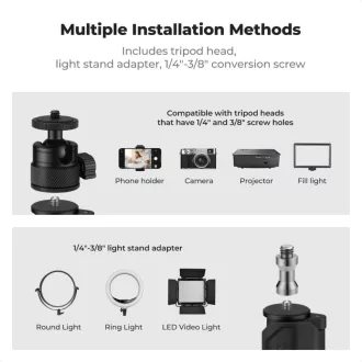   K&F Concept C-Clamp multifunkciós, állítható asztali állvány rendszer, gömbfej, telefontartó adapter