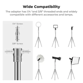   K&F Concept lámpaállvány, 289cm magasság, 11kg teherbírás, rozsdamentes acél