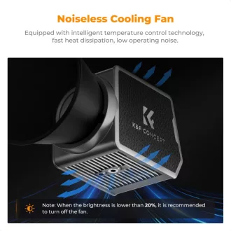   K&F Concept 60W BI COB led lámpa, 2700K-6500K, 97CRI, 12 effekt, 13500mAh, APP, Bowens