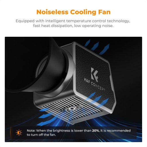 K&F Concept 60W BI COB led lámpa, 2700K-6500K, 97CRI, 12 effekt, 13500mAh, APP, Bowens