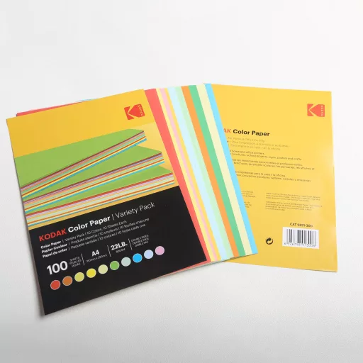 KODAK színes papír otthoni és irodai nyomtatáshoz - 10 kevert szín, 80g, A4, 100db
