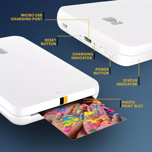 Kodak Step Slim mobilnyomtató, (Android/IOS) Zink 2x3" papírméret, fehér
