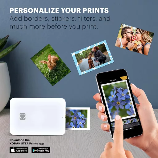 Kodak Step Slim mobilnyomtató, (Android/IOS) Zink 2x3" papírméret, fehér