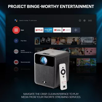   Kodak HD10 okos projektor, Full HD, 5W hangszóró, 200 ANSI-Lumen Android TV, iOS képernyő tükrözés