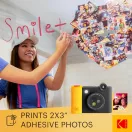 Kodak Smile+ instant fényképezőgép, mobilnyomtató, (Android/IOS) Zink 2x3" papírméret, fekete sárga