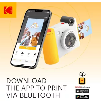   Kodak Smile+ instant fényképezőgép, mobilnyomtató, (Android/IOS) Zink 2x3" papírméret, fehér sárga