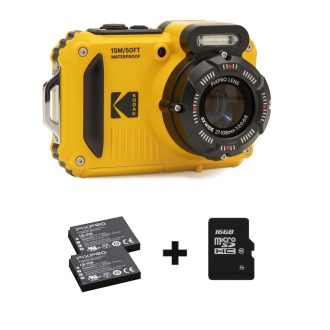   Kodak Pixpro WPZ2 vízálló, porálló, ütésálló digitális fényképezőgép, sárga, 2db akku, 16gb micro sd