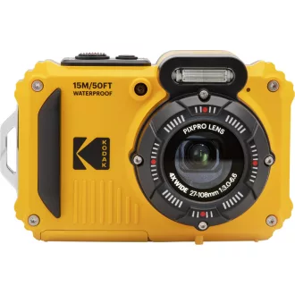   Kodak Pixpro WPZ2 vízálló, porálló, ütésálló digitális fényképezőgép, sárga, 2db akku, 16gb micro sd