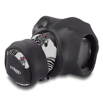   Miggö párnázott védőburkolat és csuklópánt SLR méretű gépekhez, zebra mintás
