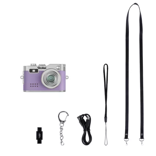 Rollei mini digitális fényképezőgép, kulcstartó, lila