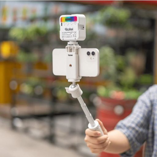 Rollei Lumis akkus Mini LED RGB, telefontartó, szelfi, állvány, táska