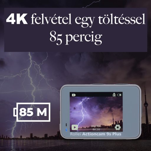 Rollei 9S Plus Akciókamera, 4K/60fps 16M 170° wifi képstabi, érintő képernyő, első kijelző, vízálló