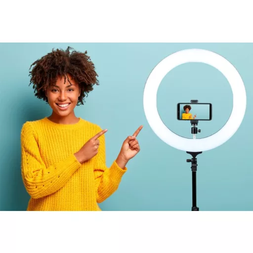 Sunpak LED 448 Bi-Color körlámpa, lámpaállvánnyal és hordtáskával, fekete