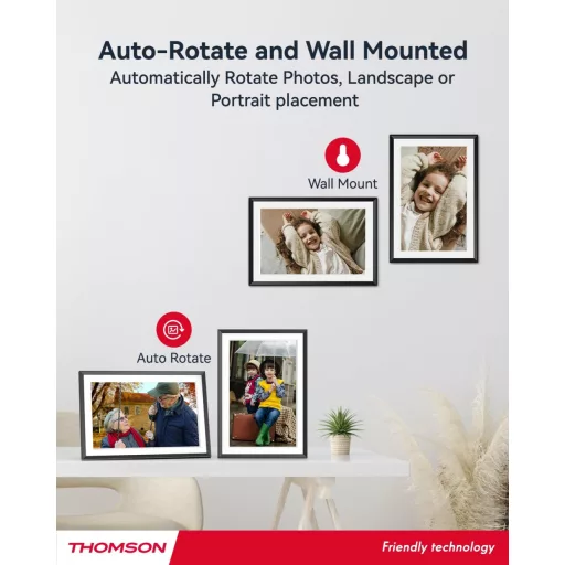 Thomson 1001P digitális képkeret 10" 1280x800, WiFi képátvitel mobilappról, érintő kijelző, fekete