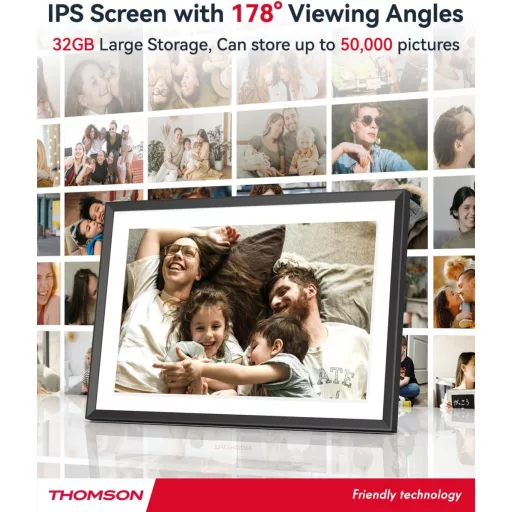 Thomson 1001P digitális képkeret 10" 1280x800, WiFi képátvitel mobilappról, érintő kijelző, fekete