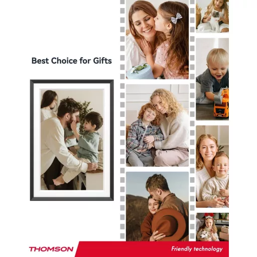 Thomson 1001P digitális képkeret 10" 1280x800, WiFi képátvitel mobilappról, érintő kijelző, fekete