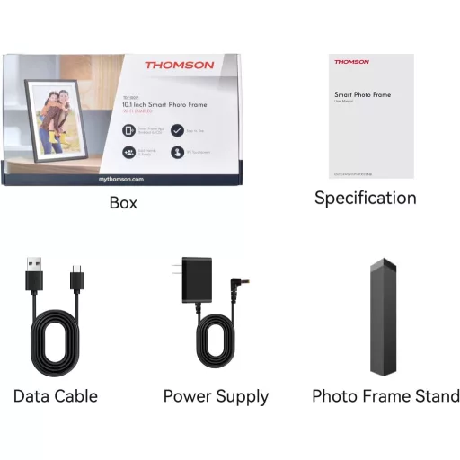 Thomson 1001P digitális képkeret 10" 1280x800, WiFi képátvitel mobilappról, érintő kijelző, fekete
