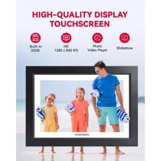   Thomson 1001W digitális képkeret 10" 1280x800, WiFi képátvitel mobilappról, érintő kijelző, fekete