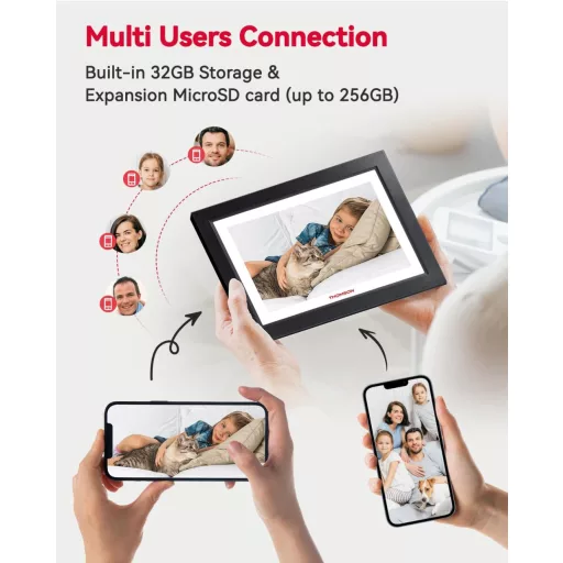 Thomson 1001W digitális képkeret 10" 1280x800, WiFi képátvitel mobilappról, érintő kijelző, fekete