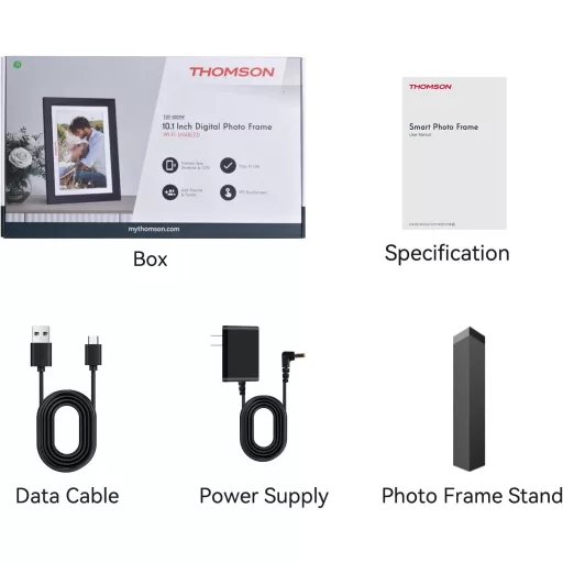 Thomson 1001W digitális képkeret 10" 1280x800, WiFi képátvitel mobilappról, érintő kijelző, fekete
