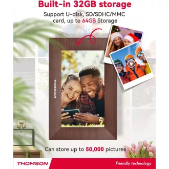   Thomson 7001P digitális képkeret 7" 1024x600, WiFi képátvitel mobilappról, érintő kijelző, barna