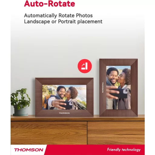 Thomson 7001P digitális képkeret 7" 1024x600, WiFi képátvitel mobilappról, érintő kijelző, barna