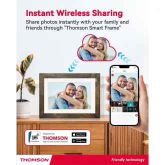   Thomson 8001W digitális képkeret 8" 1280x800, WiFi képátvitel mobilappról, érintő kijelző, barna