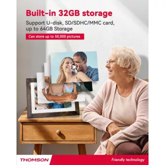   Thomson 8001W digitális képkeret 8" 1280x800, WiFi képátvitel mobilappról, érintő kijelző, barna