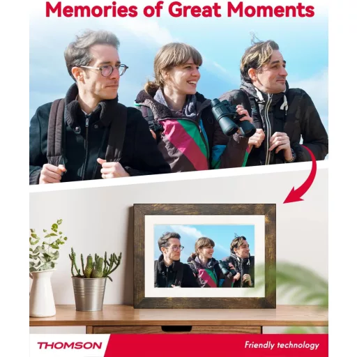 Thomson 8001W digitális képkeret 8" 1280x800, WiFi képátvitel mobilappról, érintő kijelző, barna
