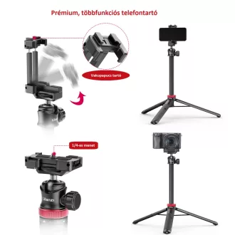   Ulanzi MT-44 selfie állvány, monopod, telefontartó adapter, 149cm max magasság, fekete