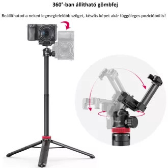   Ulanzi MT-44 selfie állvány, monopod, telefontartó adapter, 149cm max magasság, fekete