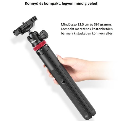 Ulanzi MT-44 selfie állvány, monopod, telefontartó adapter, 149cm max magasság, fekete