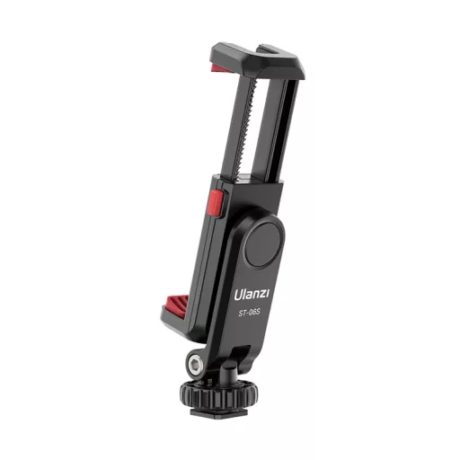 Ulanzi ST-06s telefon tartó adapter állványhoz, elforgatható, dönthető, vakupapucs adapterrel,fekete