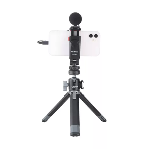 Ulanzi ST-06s telefon tartó adapter állványhoz, elforgatható, dönthető, vakupapucs adapterrel,fekete