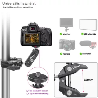   Ulanzi R094 KAMERA SZUPER-BILINCS RÖGZÍTŐ - többfunkciós satu - 1/4" 3/8"
