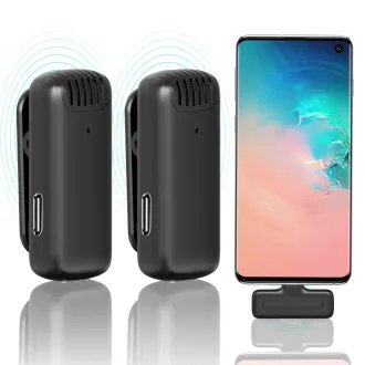   Ulanzi J12 vezeték nélküli Lavalier mikrofon, 2 mikrofon és 1 vevő, usb-c csatlakozás, fekete