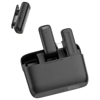   Ulanzi J12 vezeték nélküli Lavalier mikrofon, 2 mikrofon és 1 vevő, usb-c csatlakozás, fekete