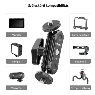   Ulanzi R102 kétfejű bilincs, mindkét oldalon 1/4-es csavarral