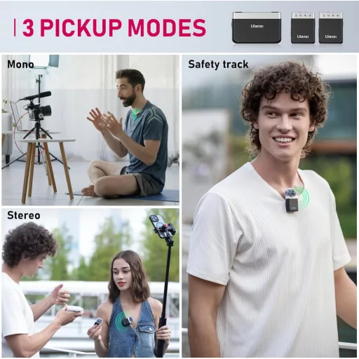 Ulanzi AM18 U-mic 2.4GHz vezeték nélküli duális mikrofon szett, usb-a, usb-c, lightning csatlakozás