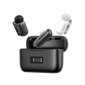   Ulanzi A200 mini csiptetős vezeték nélküli mikrofon, 2db mikrofon, zajszűrés, USB-C, fekete, fehér
