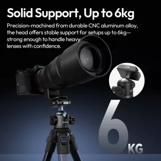   Ulanzi T100 Uka gömbfej, 6kg teherbírás, vakupapucs adapter, 3/8" és 1/4"
