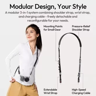   Ulanzi YF01 Y-Flex Strap, nyakpánt, csuklópánt, beépített USB-C kábel, narancs
