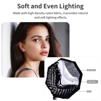   Ulanzi D540 40cm-es nyitható octagonal softbox méhsejtráccsal, Mini Bowens csatlakozás