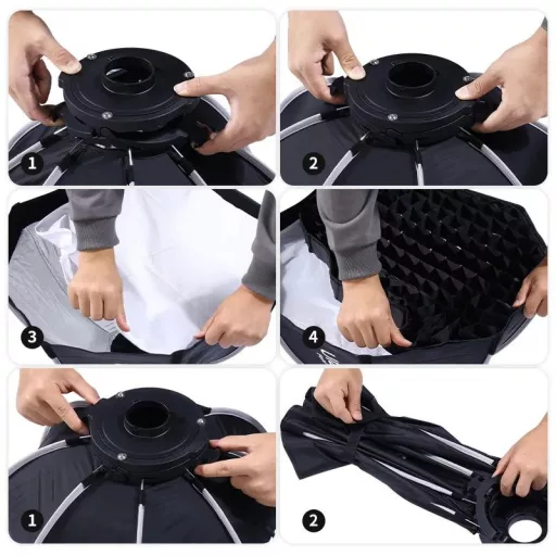 Ulanzi D560 60cm-es nyitható octobox méhsejtráccsal, mini Bowens csatlakozás